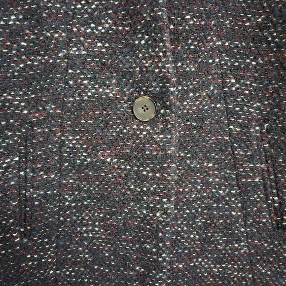 Loft Black & Red Woven Wool Blend Tweed Satin Lined Dress Coat Size Medium LNC - Picture 3 of 7